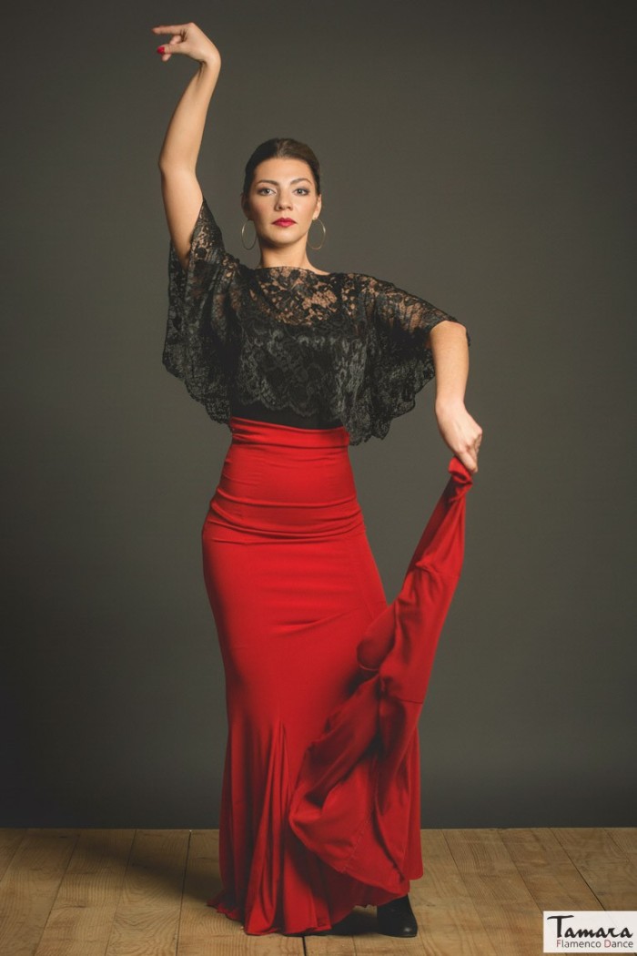  Flamenco skirts WOMAN model Flamenco skirt Oliva skirt - Elastic knit Red