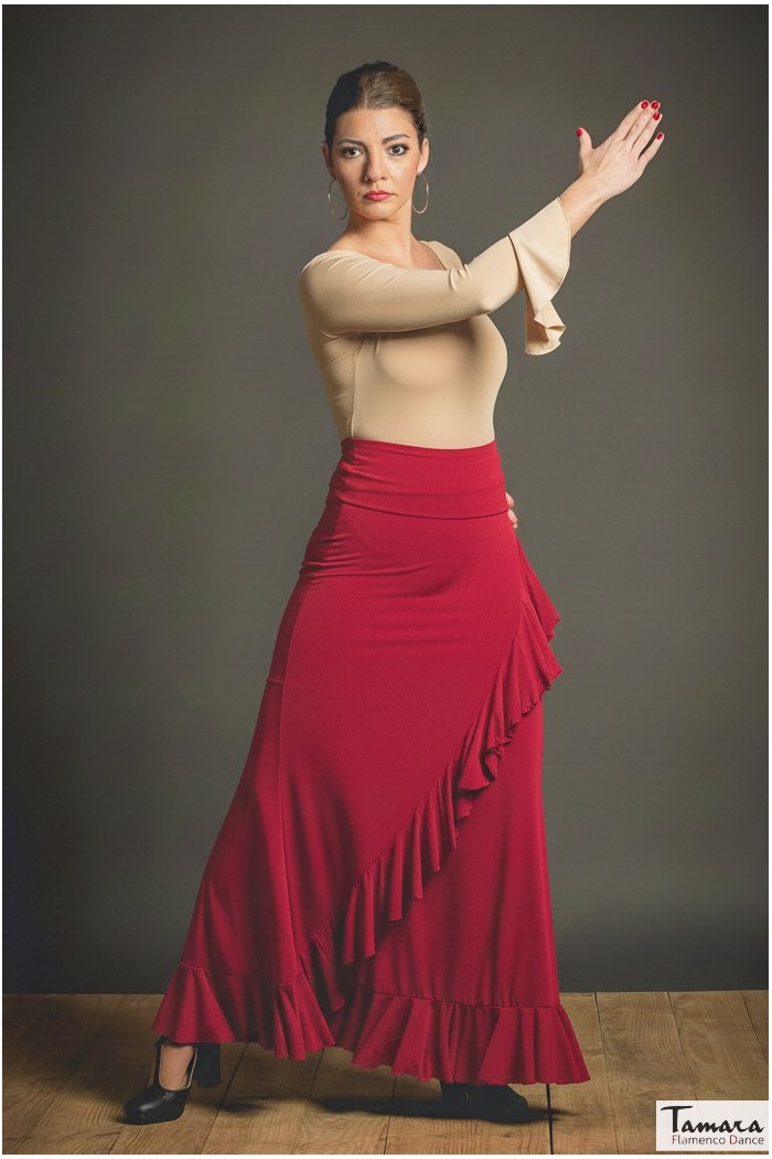 Faldas flamencas MUJER modelo Falda flamenco Valeria - Punto elástico rojo escarlata 