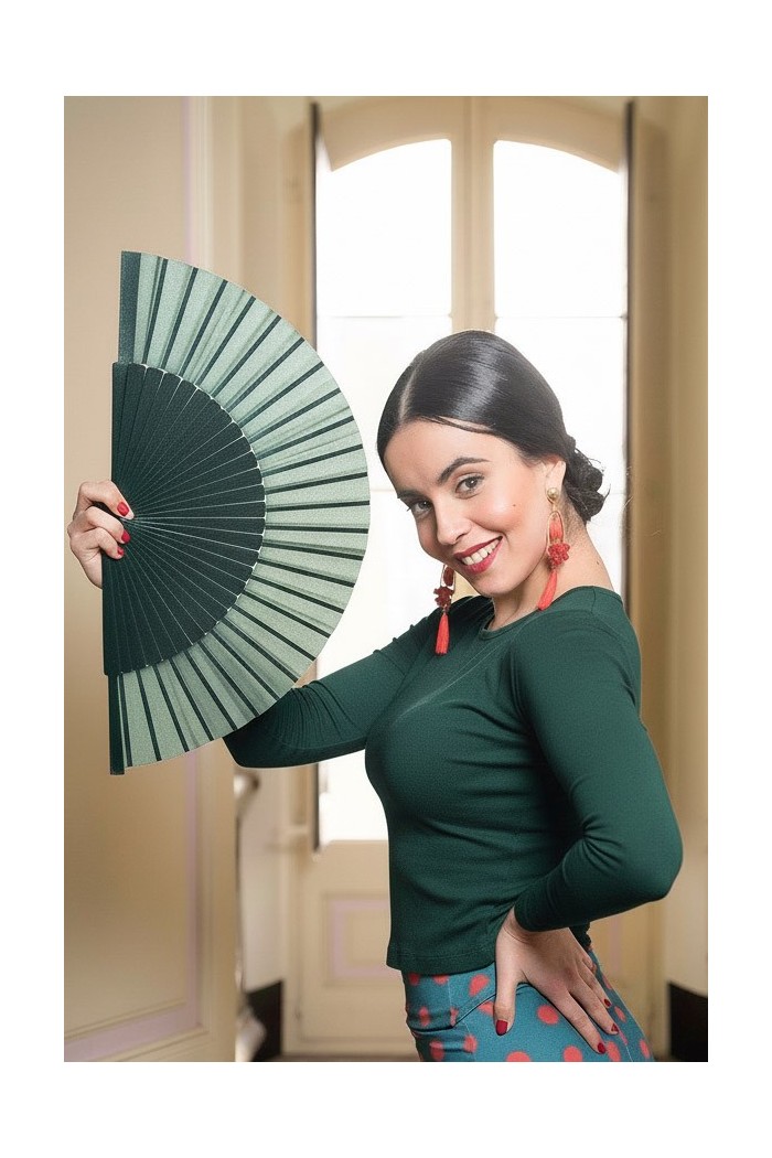 Maillot, body et haut de flamenco FEMME modèle T-shirt Albores - Tricot élastique Vert Bouteille