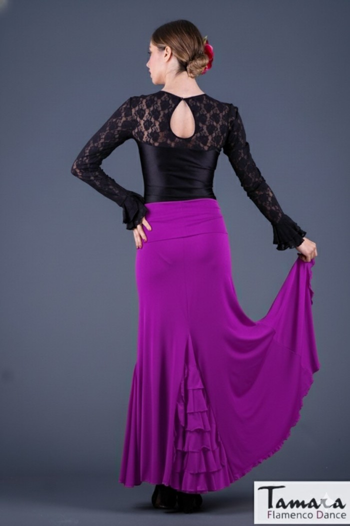 Jupes flamenco FEMME modèle Jupe flamenco Almería - Tricoté élastique Pourpre clair