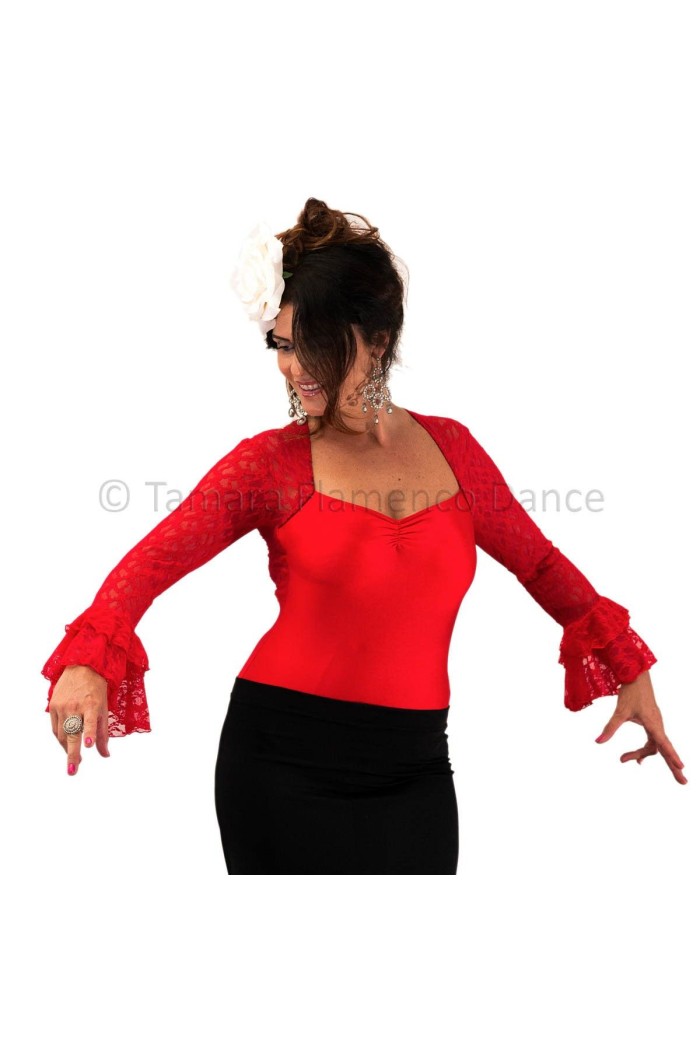  Body/Camiseta flamenca MUJER model Romance Body - Lycra and lace Red