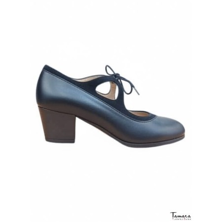 Chaussures professionnelles de flamenco Tamara modèle Chaussures de flamenco Buleria - En stock - Camel - Cuir - Même matériau et couleur - Carrete 6cm - Largeur Spécial Camel