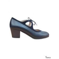 Chaussures professionnelles de flamenco Tamara modèle Chaussures de flamenco Buleria - En stock - Camel - Cuir - Même matériau et couleur - Carrete 6cm - Largeur Spécial Camel