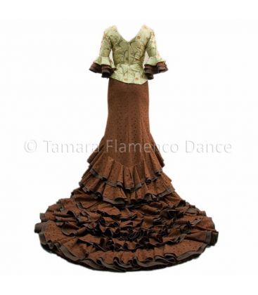 tailed gown bata de cola - Vestidos de flamenco a medida / Custom flamenco dresses - Brown/Beig Dress Tailed Gown