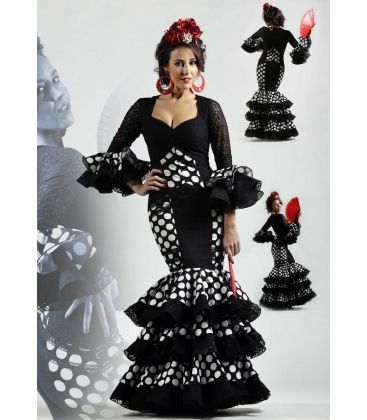 trajes de flamenca 2016 - Vestido de flamenca TAMARA Flamenco - alborea negro lunares blancos
