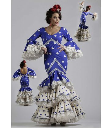 trajes de flamenca 2016 - Vestido de flamenca TAMARA Flamenco - Petenera azul lunares