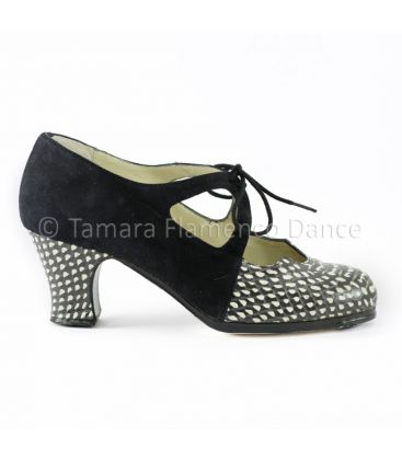 flamenco shoes professional for woman - Begoña Cervera - Dulce black suede with snake leather