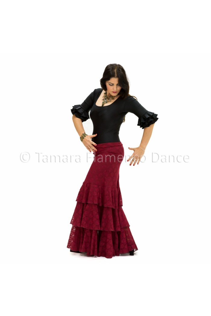 Faldas flamencas MUJER modelo Falda flamenco Lola - Encaje Burdeos