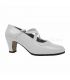 zapatos de flamenco para ensayo semiprofesionales - - Semiprofesional Básico Cruzado - Piel blanco TAMARA