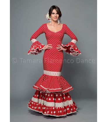 woman flamenco dresses 2016 - Aires de Feria - Maestranza red with white polka dots