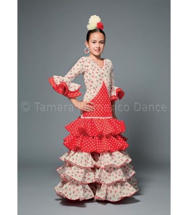 trajes de flamenca 2016 nina - Aires de Feria - Melodia rojo y blanco