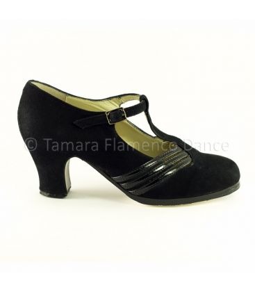 in stock flamenco shoes professionals - Begoña Cervera - Class black patent leather and suede