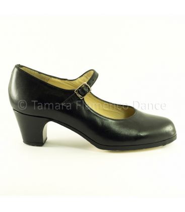 zapatos de flamenco profesionales personalizables - Begoña Cervera - Correa piel negro 5 cm
