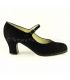 zapatos de flamenco profesionales en stock - Begoña Cervera - Salon Correa ante negro tacon carrete