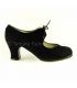 flamenco shoes professional for woman - Begoña Cervera - Cordonera black suede carrete heel