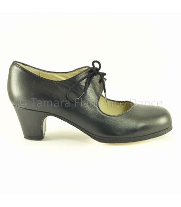 zapatos de flamenco profesionales personalizables - Begoña Cervera - Cordonera piel negro tacon clasico 5 cm