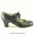 flamenco shoes professional for woman - Begoña Cervera - Cordonera black leather classic 5cm heel Vault wide