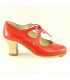 flamenco shoes professional for woman - Begoña Cervera - Candor red leather wood heel