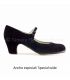 zapatos de flamenco profesionales en stock - Begoña Cervera - Salon Correa ante negro tacon clasico 5 cm ancho especial