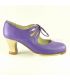 flamenco shoes professional for woman - Begoña Cervera - Cordonera Calado purple leather carrete wood heel