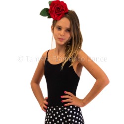 Body/T-shirt flamenco GIRL modèle Body Tamara (bretelle) pour enfant - Polyamide Noir