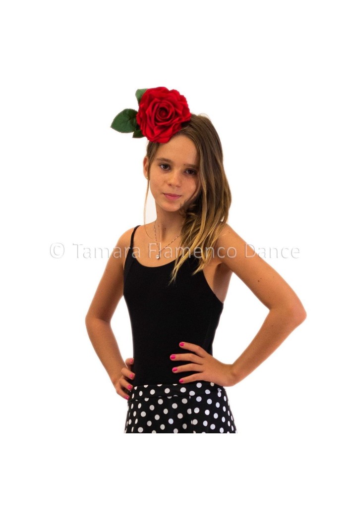 Body/T-shirt flamenco GIRL modèle Body Tamara (bretelle) pour enfant - Polyamide Rouge