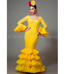 woman flamenco dresses 2016 - Aires de Feria - Luna yellow lace