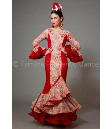 trajes de flamenca 2016 mujer - Aires de Feria - Pasarela rojo estampado