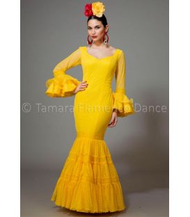 trajes de flamenca 2016 mujer - Aires de Feria - Paseo plumeti amarillo