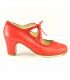 zapatos de flamenco profesionales personalizables - Begoña Cervera - Candor ante y piel rojo tacon clasico 6cm