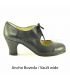 in stock flamenco shoes professionals - Begoña Cervera - Cordonera black leather carrete heel vault wide