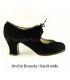 in stock flamenco shoes professionals - Begoña Cervera - Cordonera black suede carrete heel vault wide