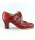 flamenco shoes professional for woman - Begoña Cervera - Arty red cocodrile lather carrete heel 