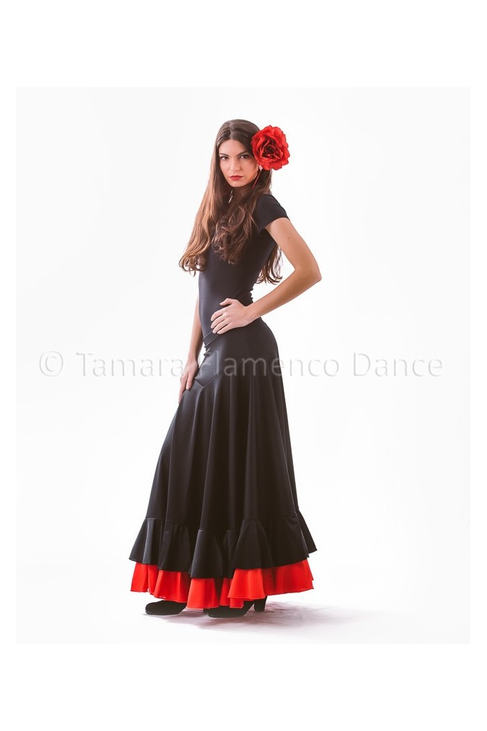 Jupes flamenco FEMME modèle Jupe flamenco Alborea - Tricot Rouge