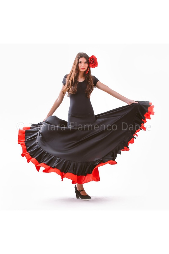 Jupes flamenco FEMME modèle Jupe flamenco Alborea - Tricot Rouge