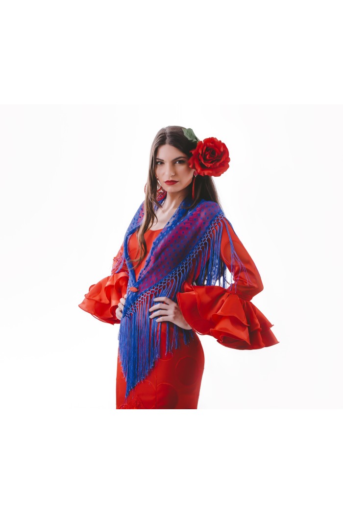 Mantoncillo feria liso/estampado/encaje modelo Mantóncillo Mujer - Plumeti Burdeos