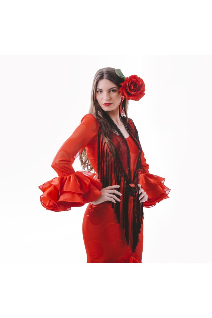 Mantoncillo feria liso/estampado/encaje modelo Mantóncillo Mujer - Plumeti Burdeos