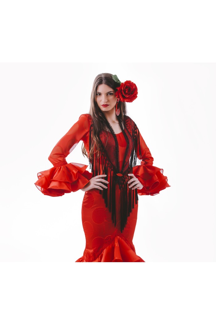 Mantoncillo feria liso/estampado/encaje modelo Mantóncillo Mujer - Plumeti Burdeos