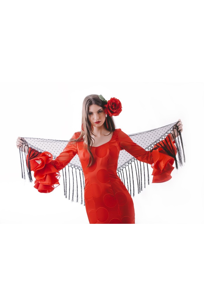 Châle foire uni/imprimé/lacé modèle Châle dame - Plumeti/Dentelle Rose