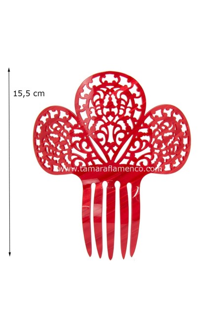  Flamenco Combs model Comb Trebol - Mother of Pearl Red Mother-of-pearl