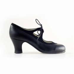 Zapatos de flamenco Profesionales modelo Zapatos de flamenco Candor - Negro - Piel y ante - Mismo material y color - Carrete 6cm - Normal Negro