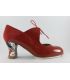 in stock flamenco shoes professionals - Begoña Cervera - Arty red patent leather and suede with carrete heel