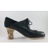 in stock flamenco shoes professionals - Begoña Cervera - Arty black snake leather carrete heel