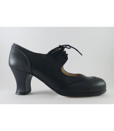 in stock flamenco shoes professionals - Begoña Cervera - Cordoneria black leather 