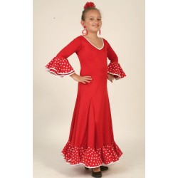 Robe de flamenco pour enfant modèle Robe Belvis Rouge points blancs