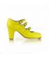 zapatos de flamenco profesionales personalizables - Begoña Cervera - 3 Correas piel amarillo