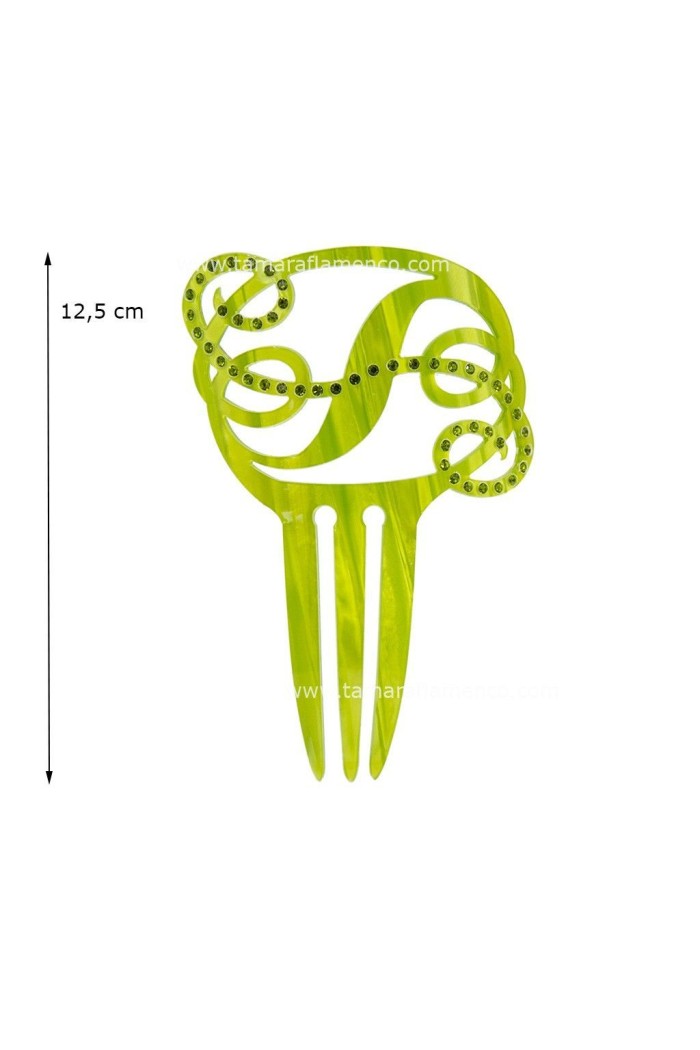  Flamenco Combs model Small Comb Serbal - Mother of Pearl & Gemstones Pistachio Mother-of-pearl