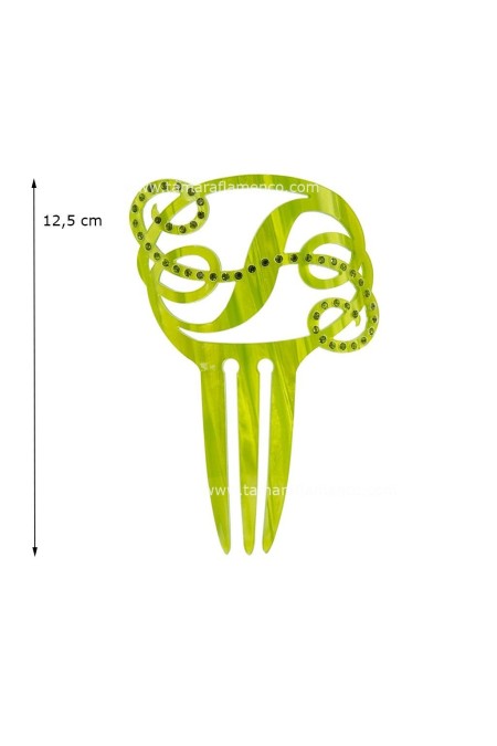 Flamenco Combs model Small Comb Serbal - Mother of Pearl & Gemstones Pistachio Mother-of-pearl