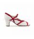 flamenco shoes professional for woman - Begoña Cervera - Arco II leather white with red