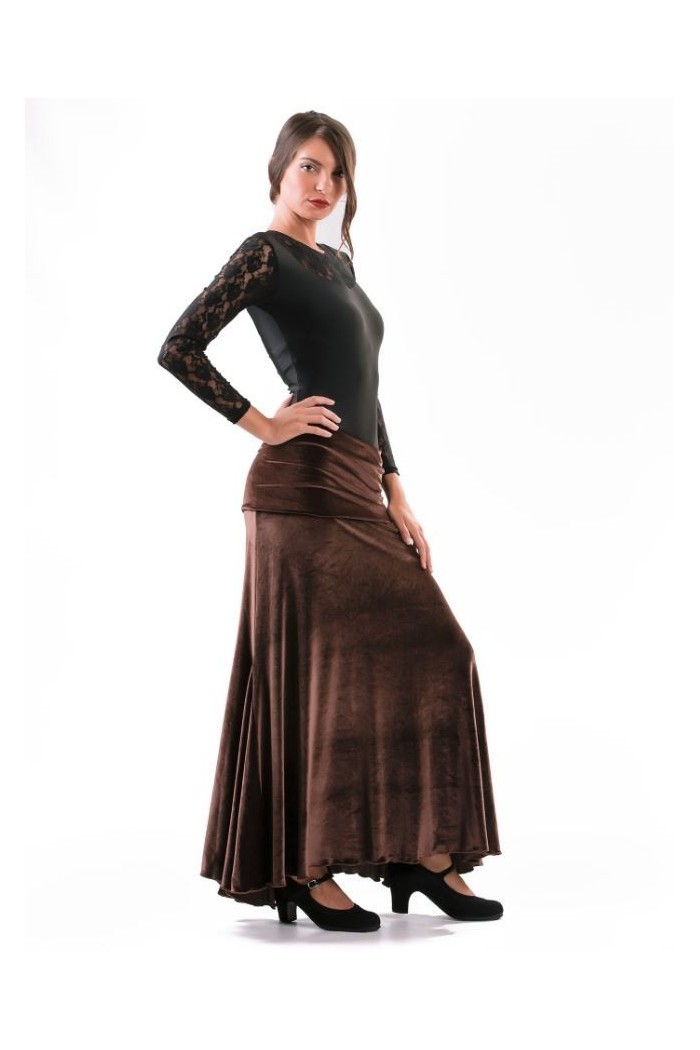Outlet Vestuario flamenco modelo Almería - Terciopelo (falda-vestido) Marron